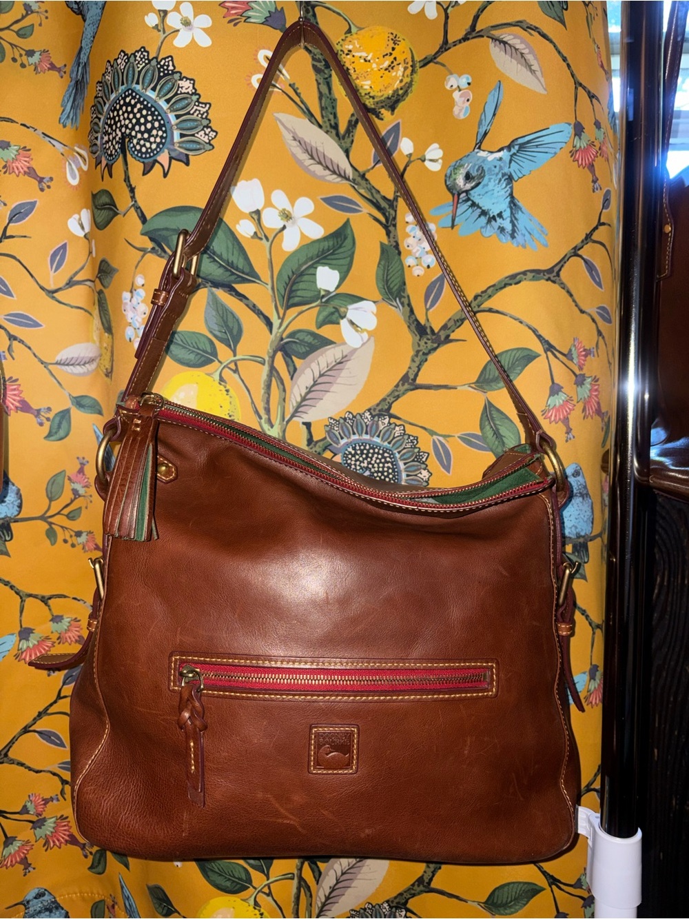 Dooney And Bourke Chestnut Florentine Leather Zip Sac